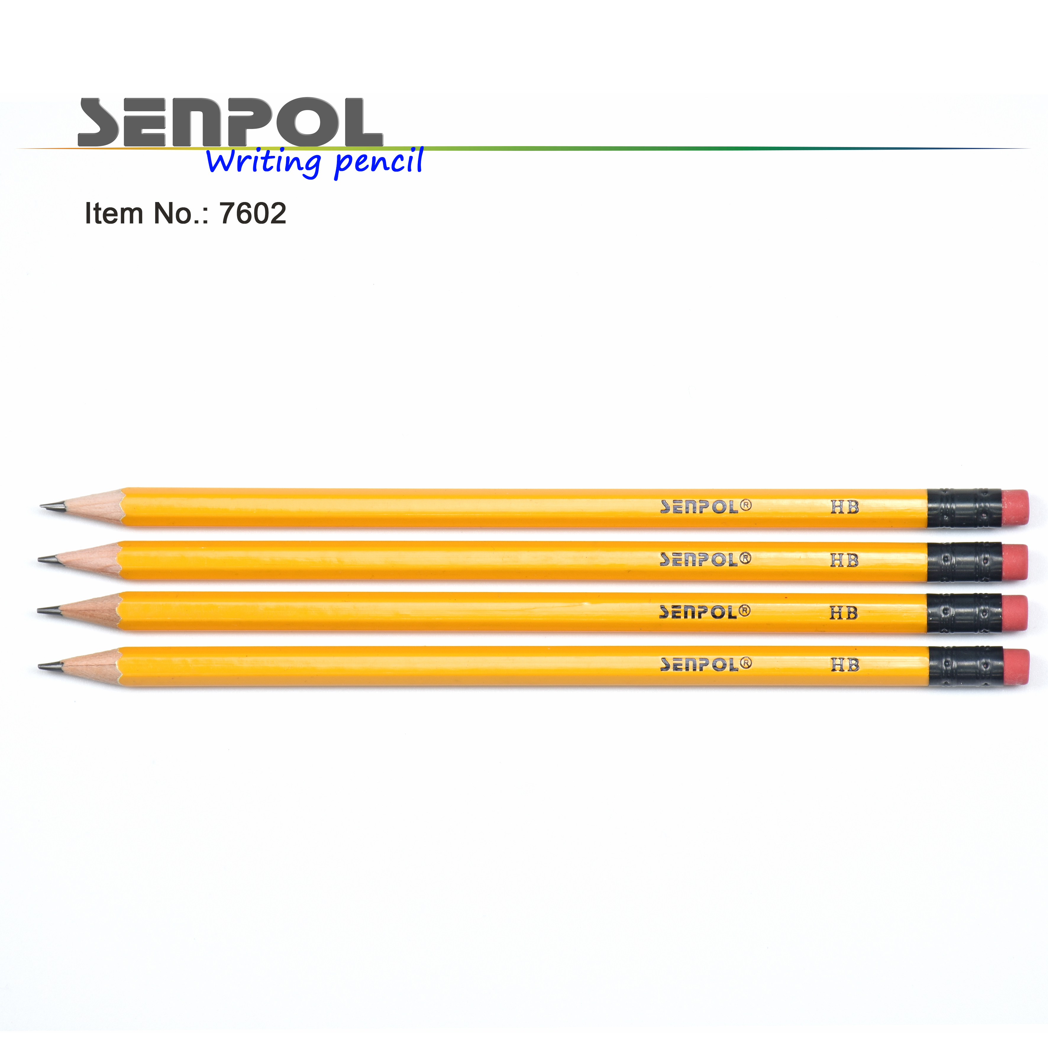 yellow HB pencil with eraser