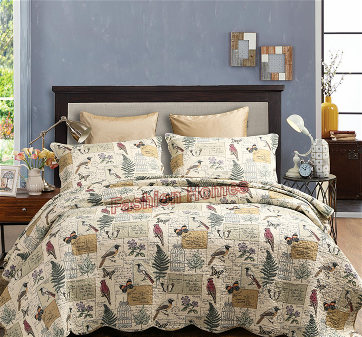 100% polyester patchwork printed quilt