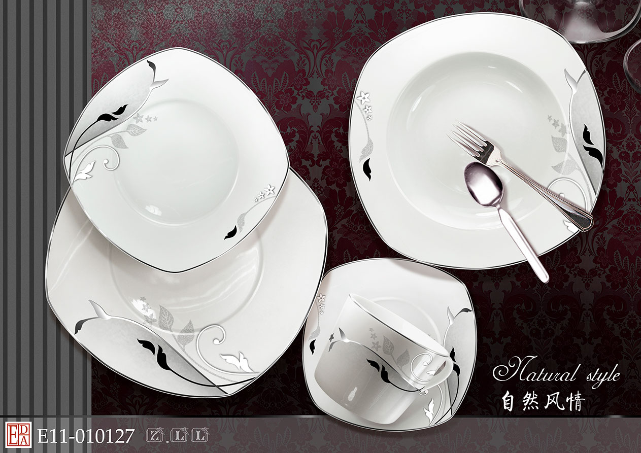 28Pcs Super White Square Shape Dinner set