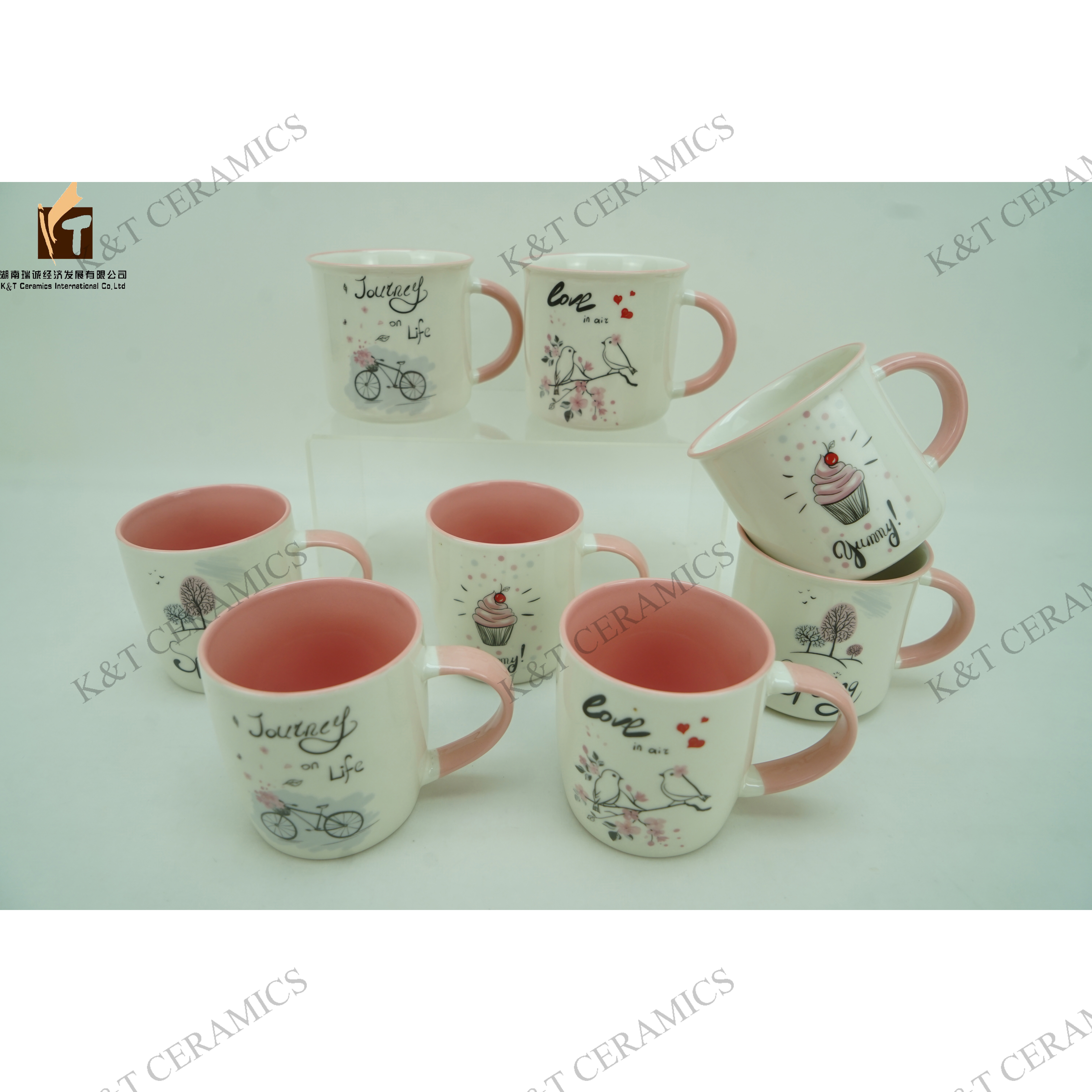 New bone china coffee mug with happy life design