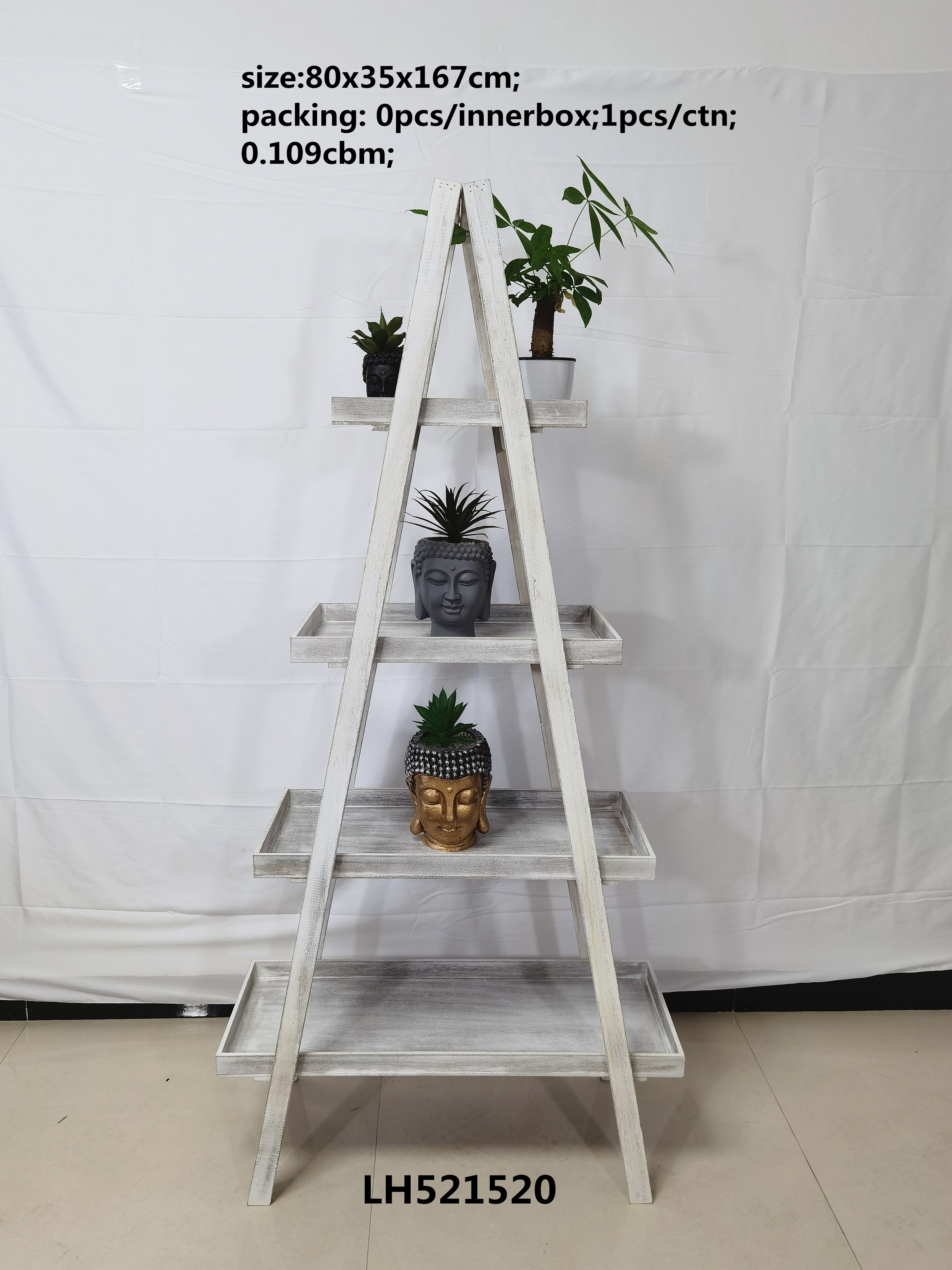Foldable wooden ladder shelf storage shelf flower pot rack