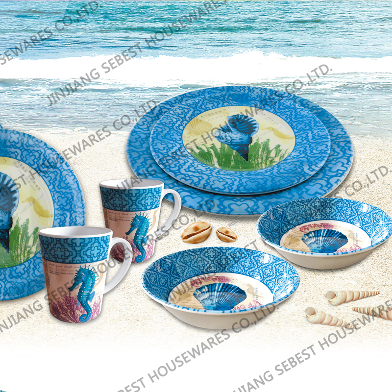 SEBEST, blue shell 11 inch dinner plate