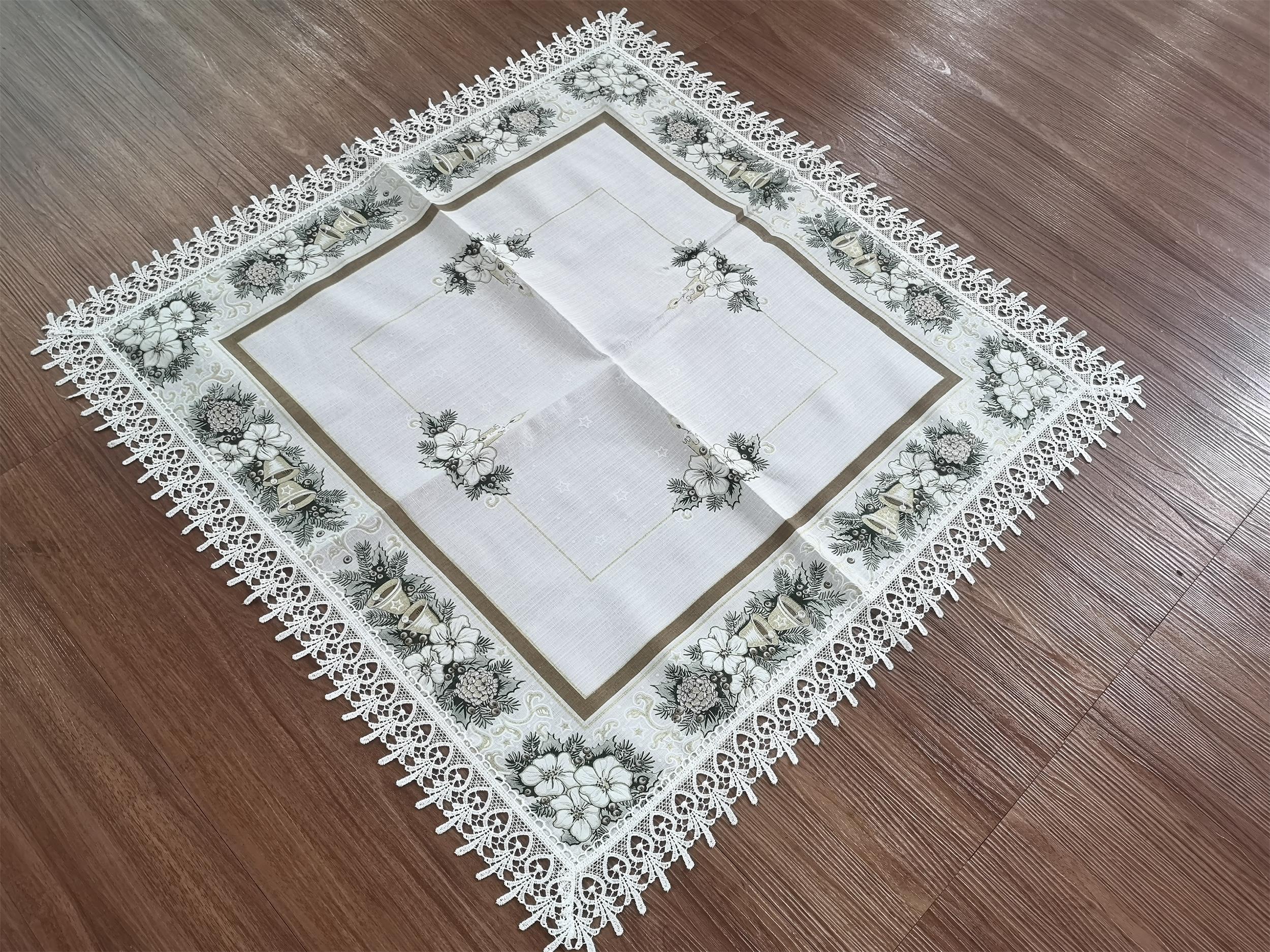Christmas printed lace table cloth from factory/Hailande