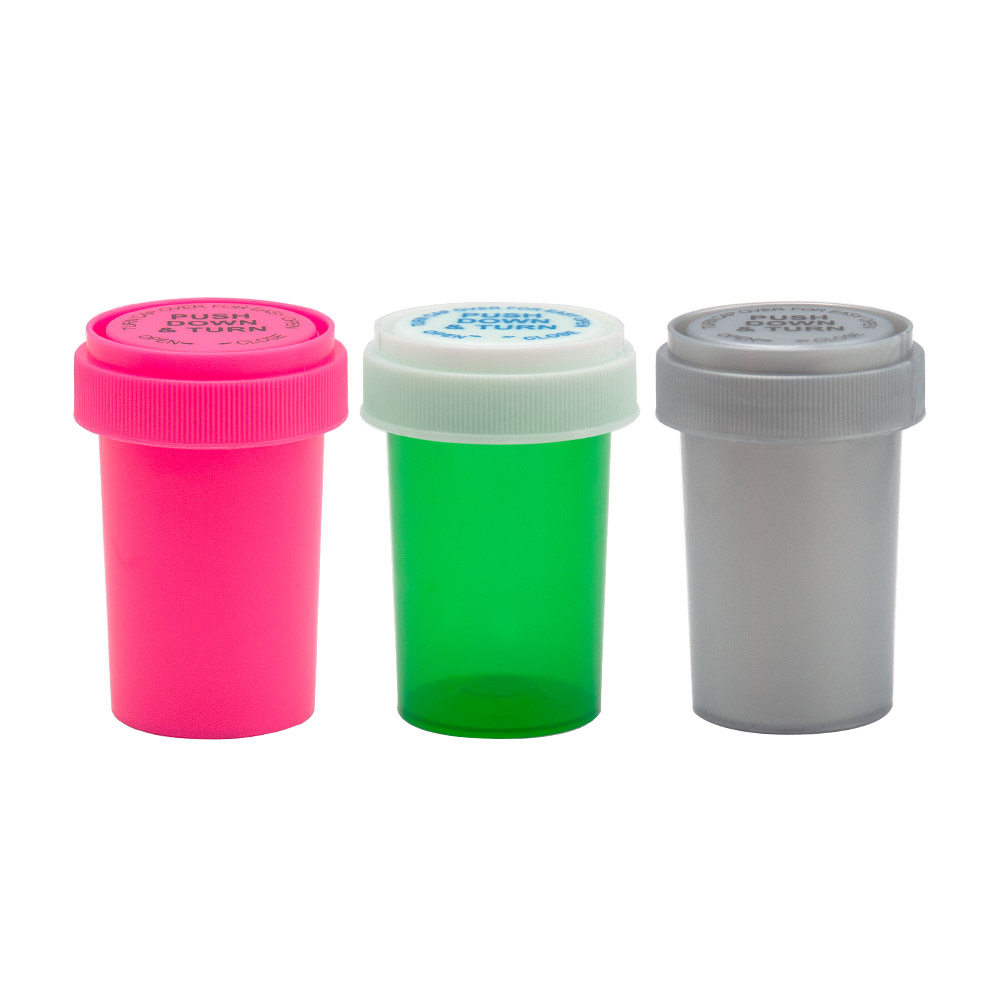20 Dram Push Down & Turn Vial Container Acrylic Plastic Smoking Storage Stash Jar Pill Bottle Case