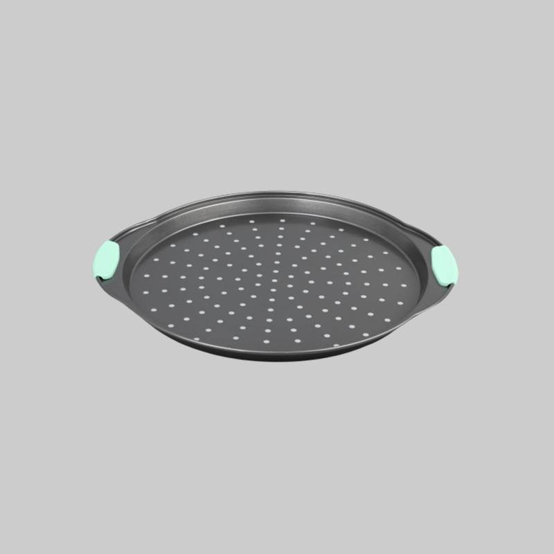 non-stick bakeware roaster pizza pan with silicone handle
