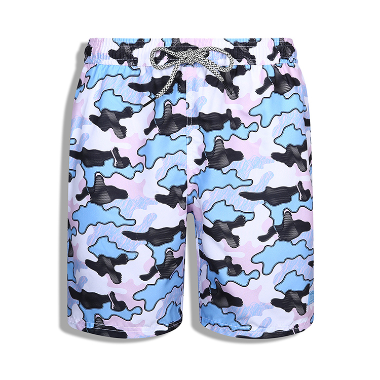 Men's print shorts with brief mesh lining