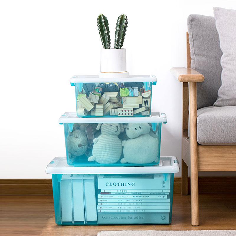 26.6l 15.5l 7.5l PP clear durable easy access & non-slip plastic storage box stackable storage bin