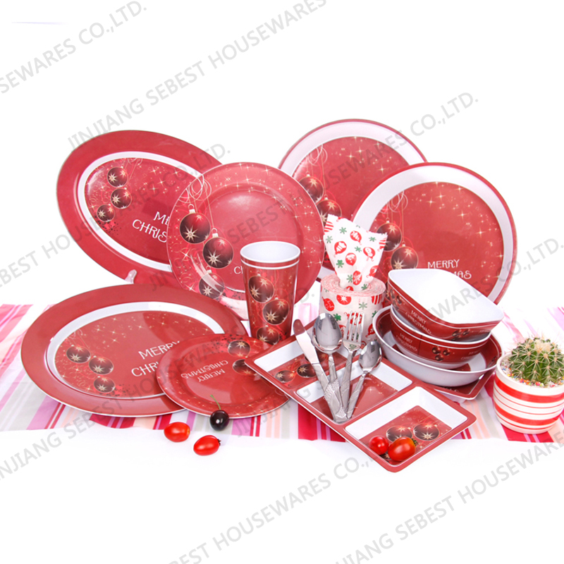 SEBEST Chrismas Style Melamine Dinnerware Set SEMD013