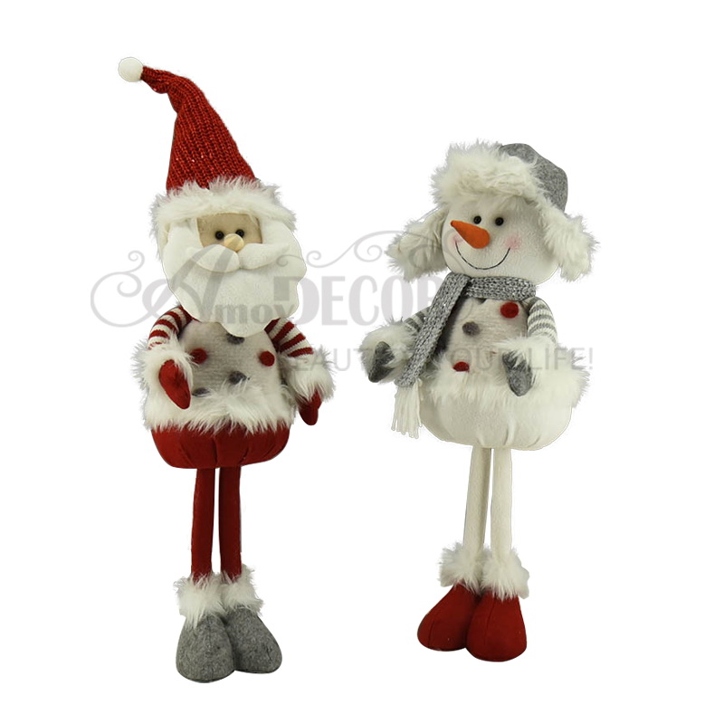 2asst.fabric Standing Santa Snowman Decor