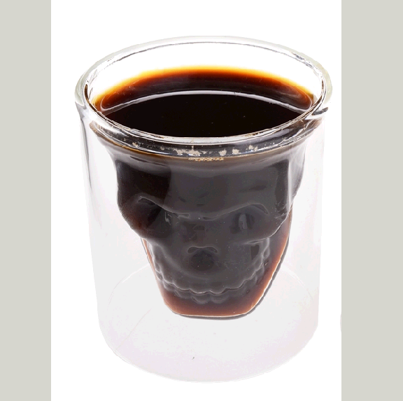 Double wall glass coffee cup Skull Shape L size
