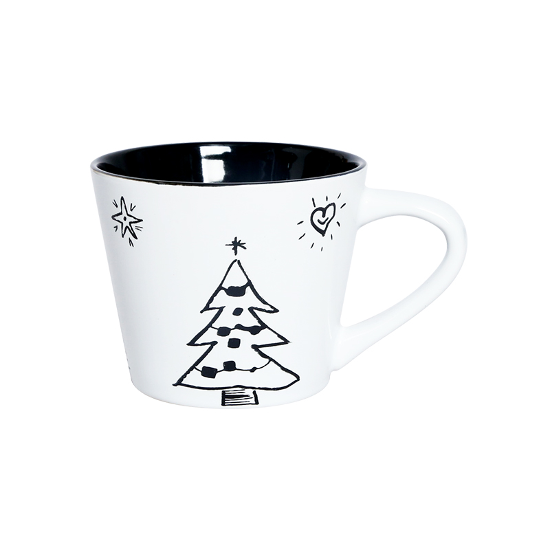 Stoneware silk screen printing Short cone mug with Christmas design