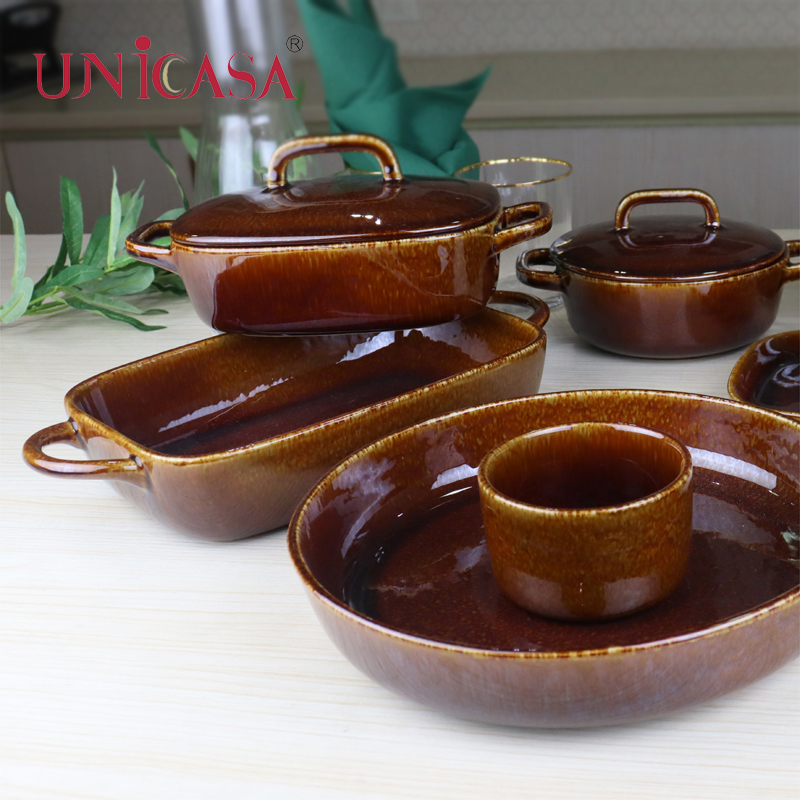 Ceramic Bakeware Casserole With Lid Rectangular Baking Dish Oval Baking Tray Round Baker Round Ramekin