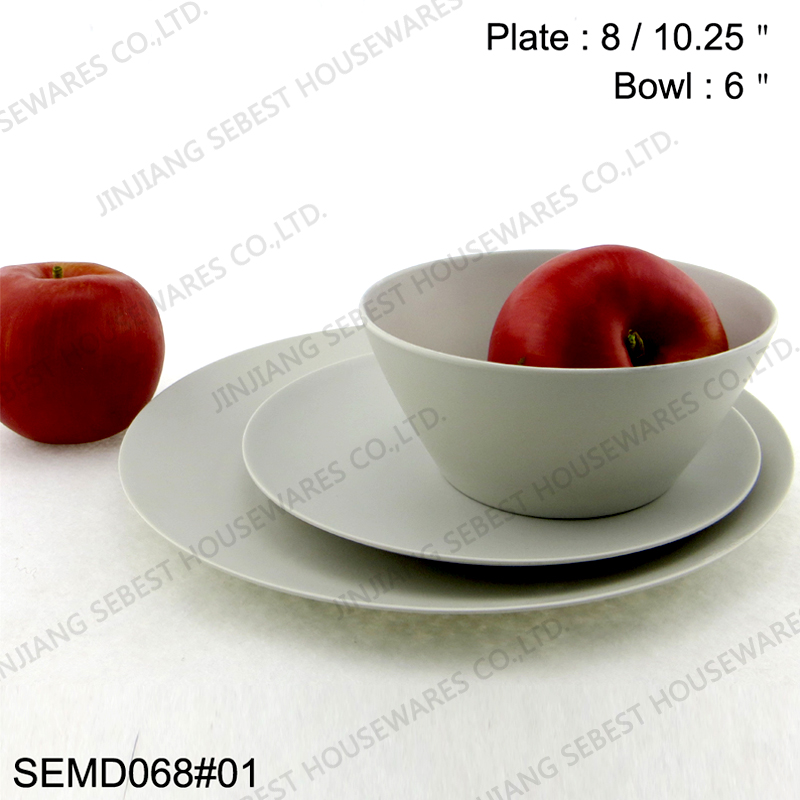 SEBEST White Solid color Melamine Dinnerware Set with Matte Finish SEMD068