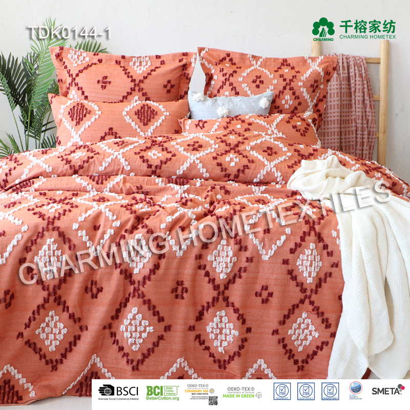 TDK0144 prewashed bicolour tufted jacquard belinen