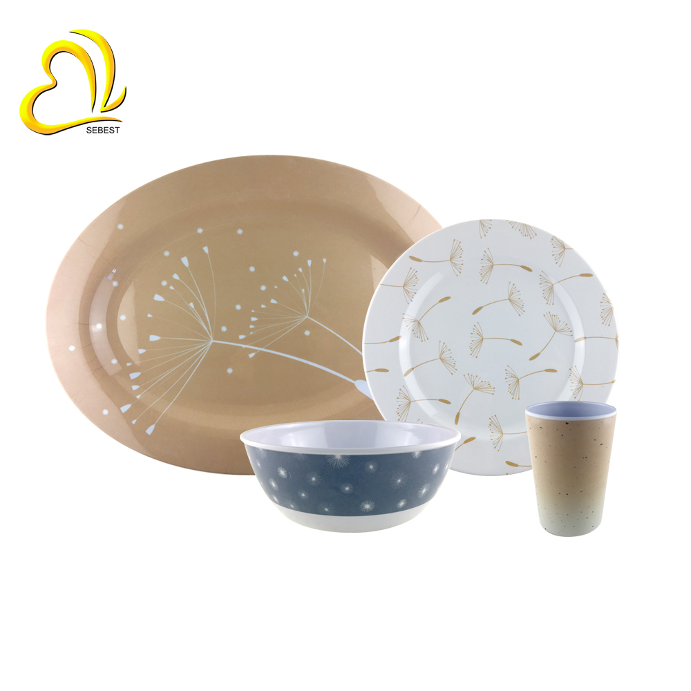 SEBEST Dandelion Design Melamine Dinnerware Set SEMD095