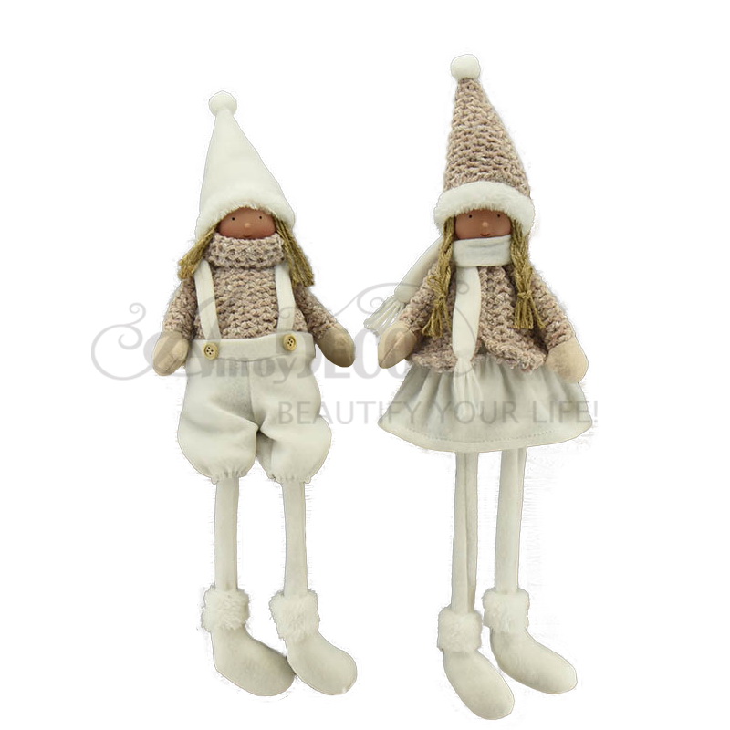 2asst. Fabric Sitting Boy&girl W/Long Legs