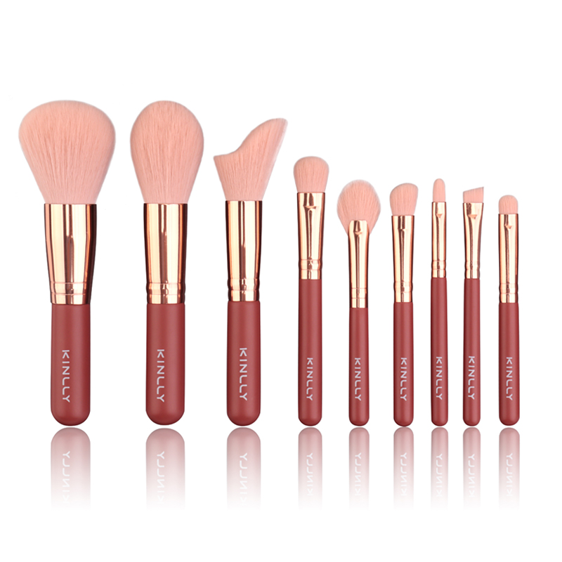 9pcs Wooden Handle Makeup Brush Set