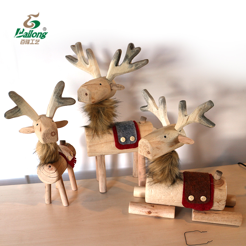 Factory Custom Wooden Handcarved Reindeer Series
