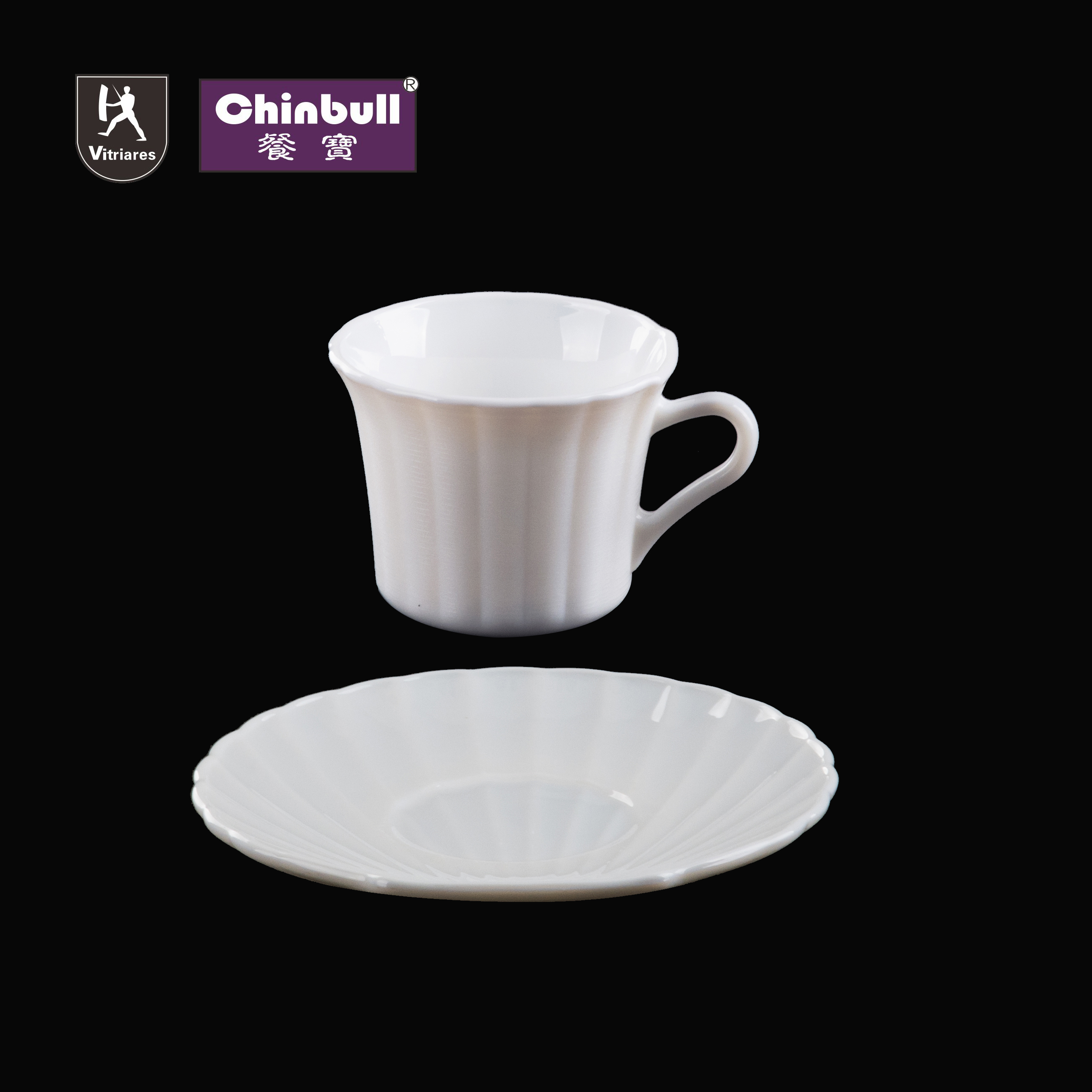 Coffee cup and sancer(opal glassware）