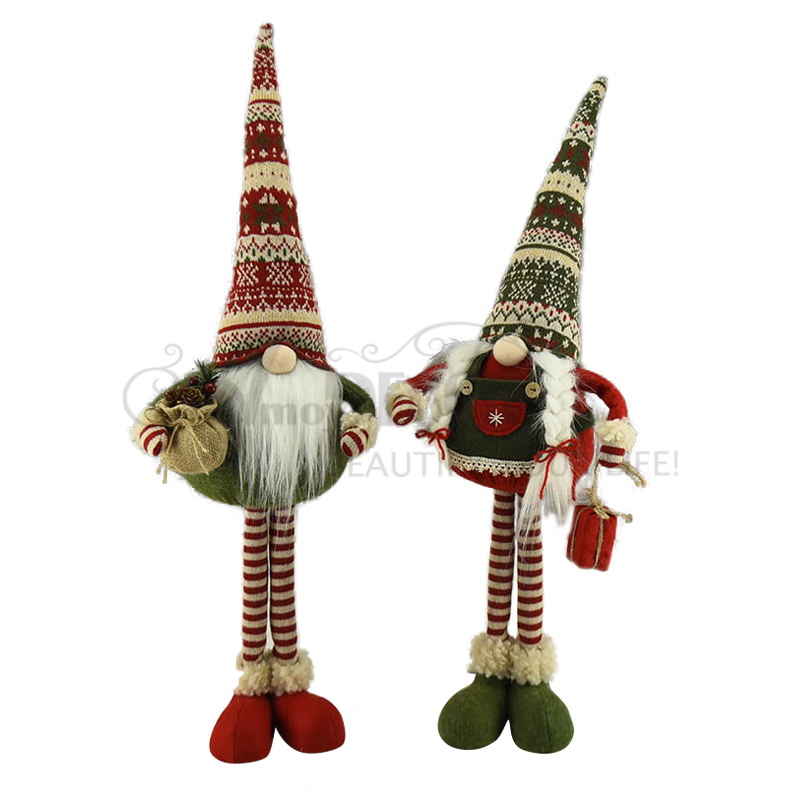 2asst. Fabric Standing Mr/Mrs Gnome W/Gift