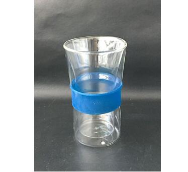 Hot selling high borosilicate double wall glass cup with silicone sleeve EU standard