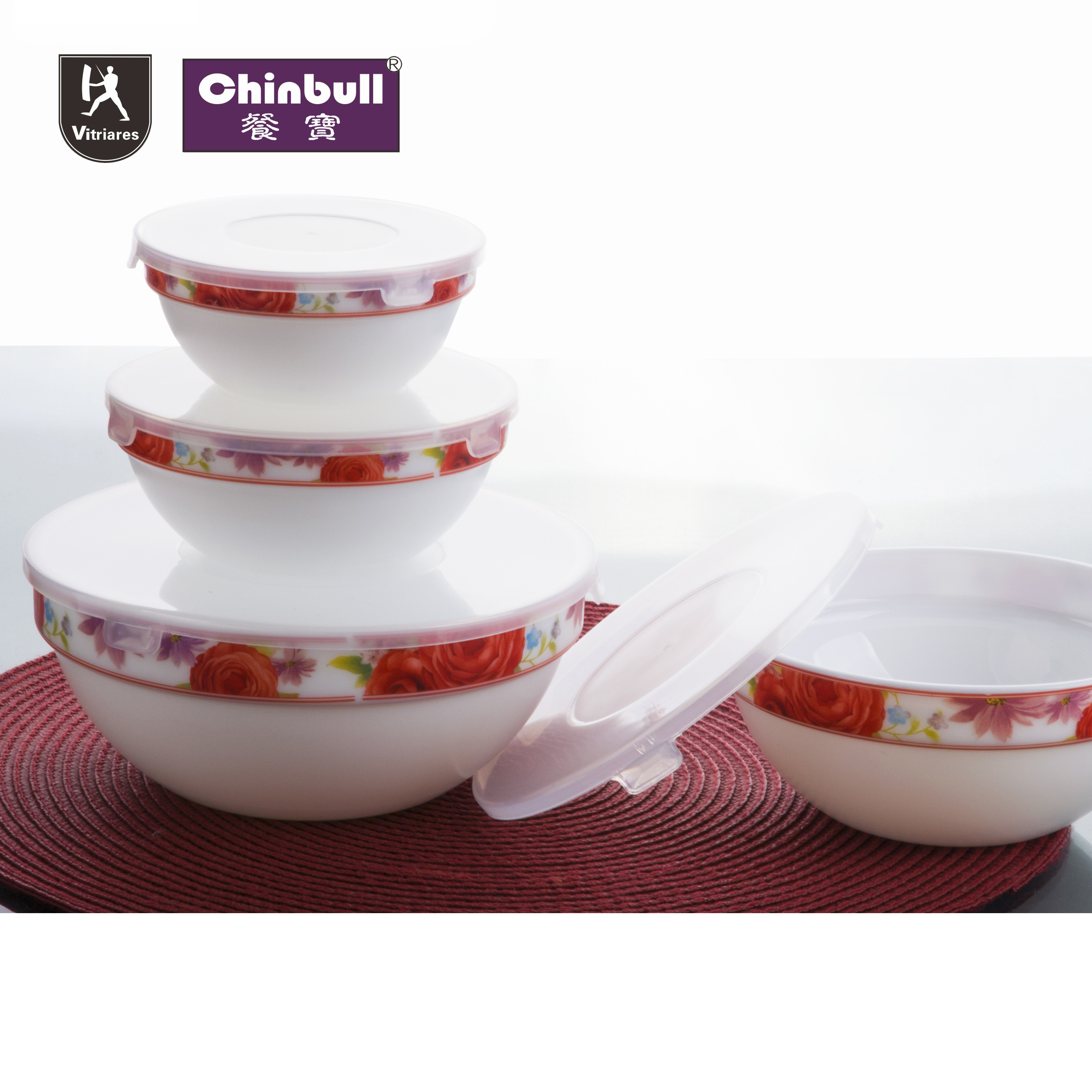 4pcs bowl set with lid(opal glassware）