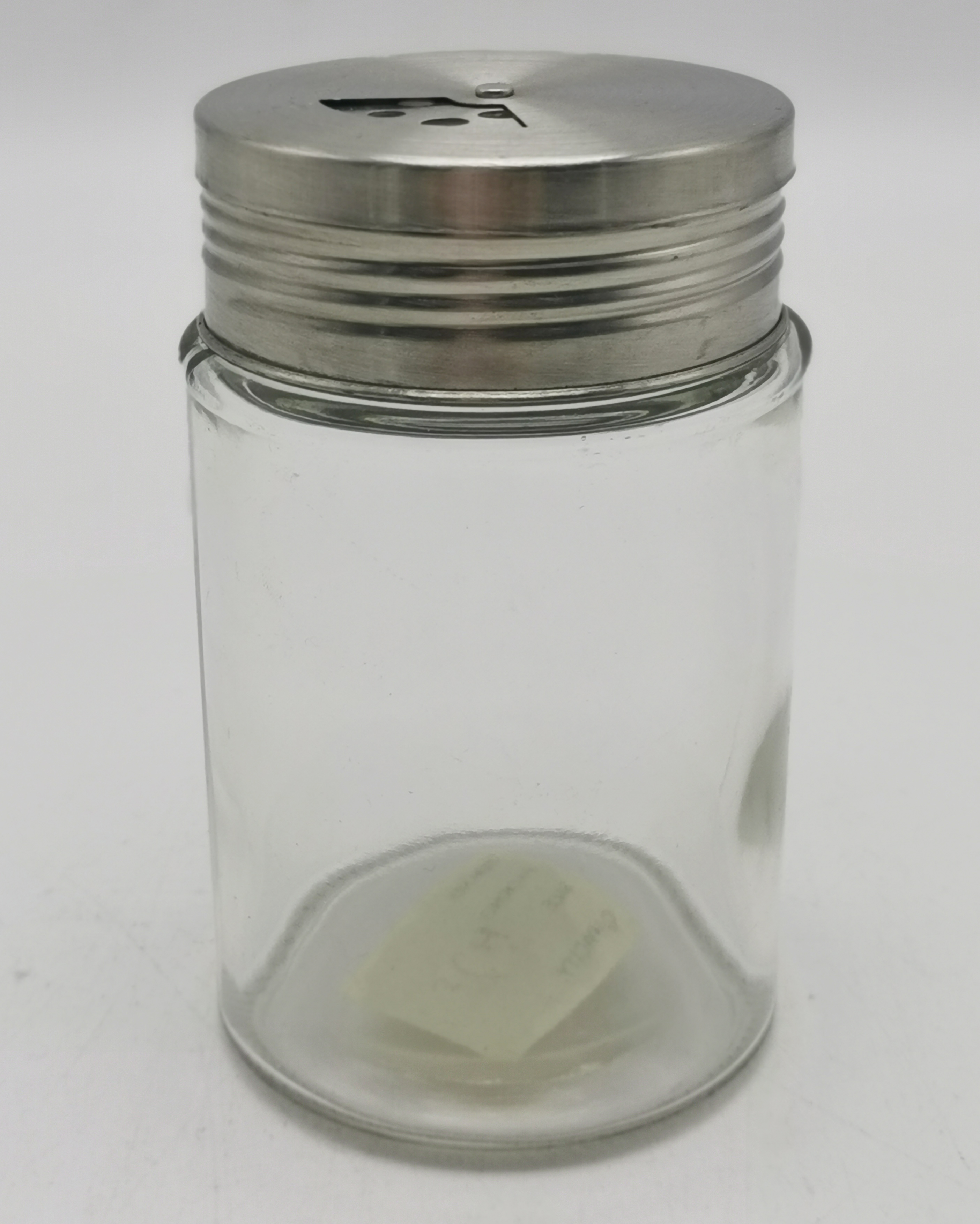 Glass spice jar with metal lid
