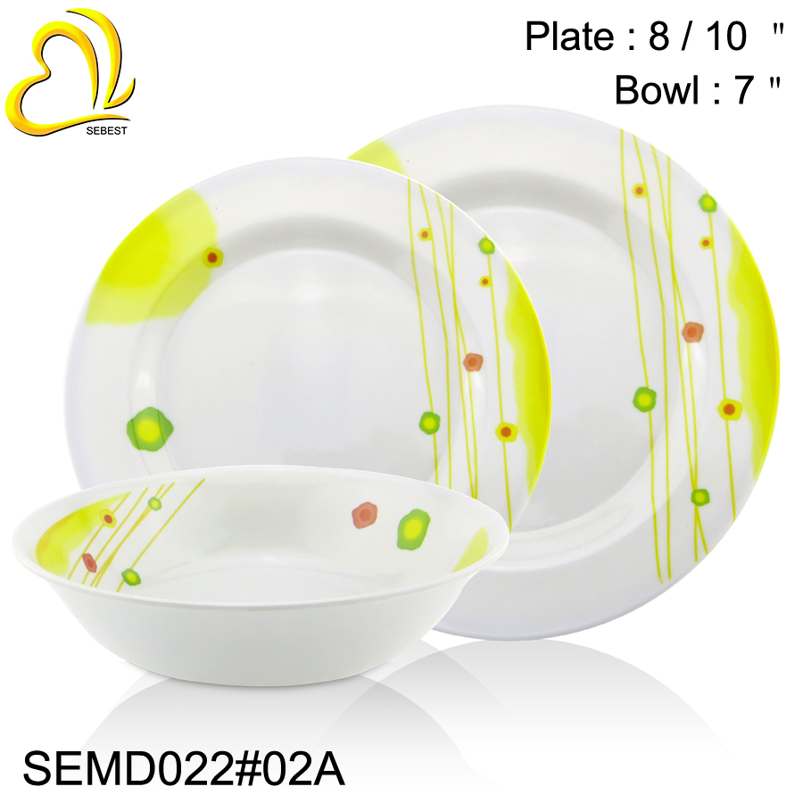1 SEBEST multi color 12PCS, 16PCS set of melamine tableware SEMD022