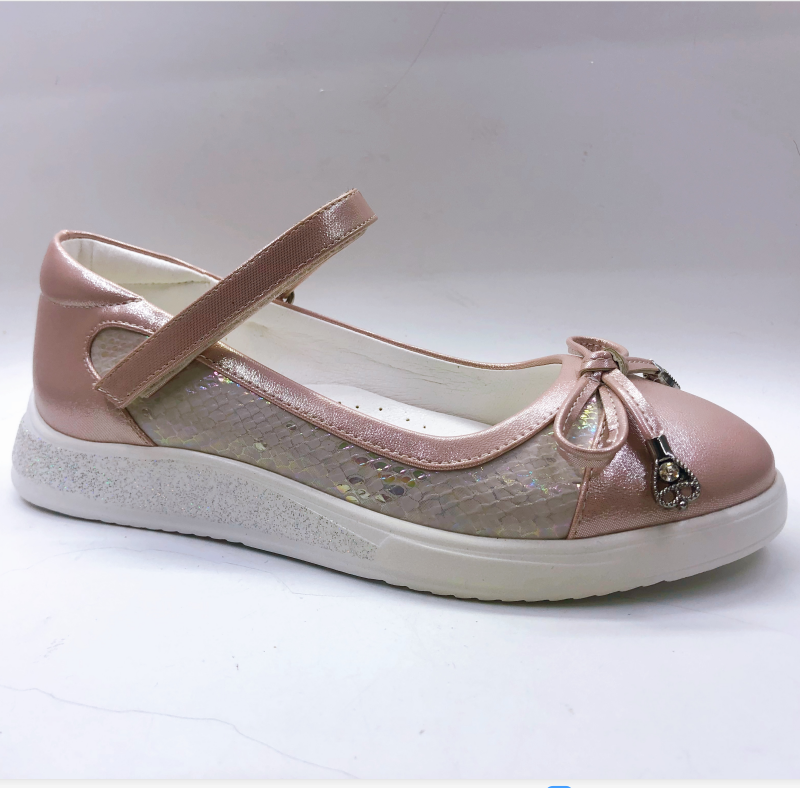 Champagne color PU girls flat shoes