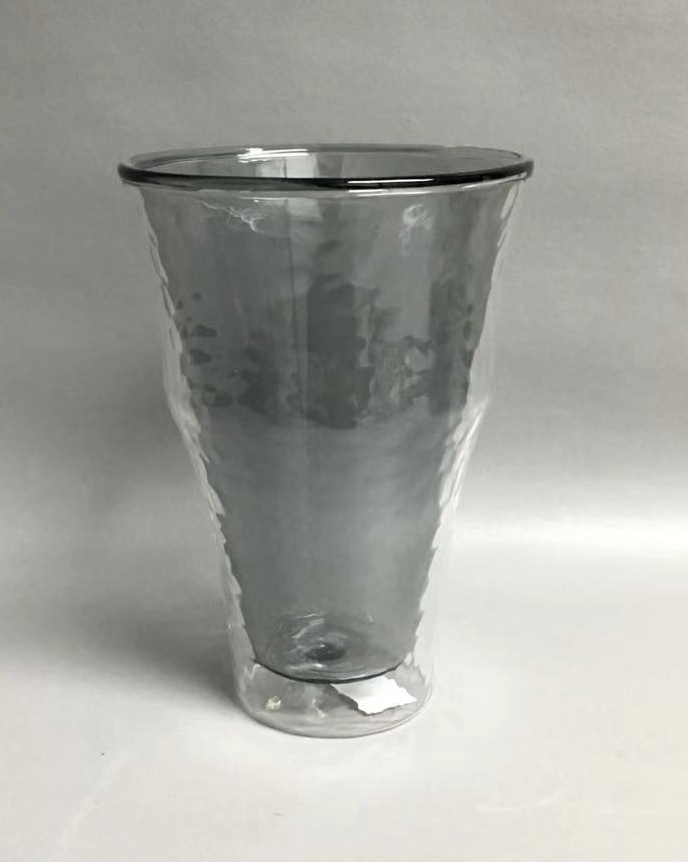 New Wave Design High Borosilicate double wall glass cup with inner in grey Heat Resistance