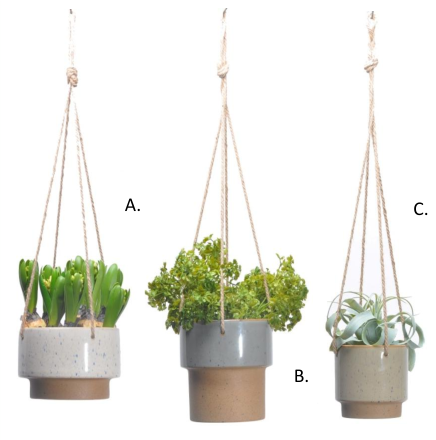 Ceramic Flower Plant Hanger With Cotton Belt/ Hemp Rope