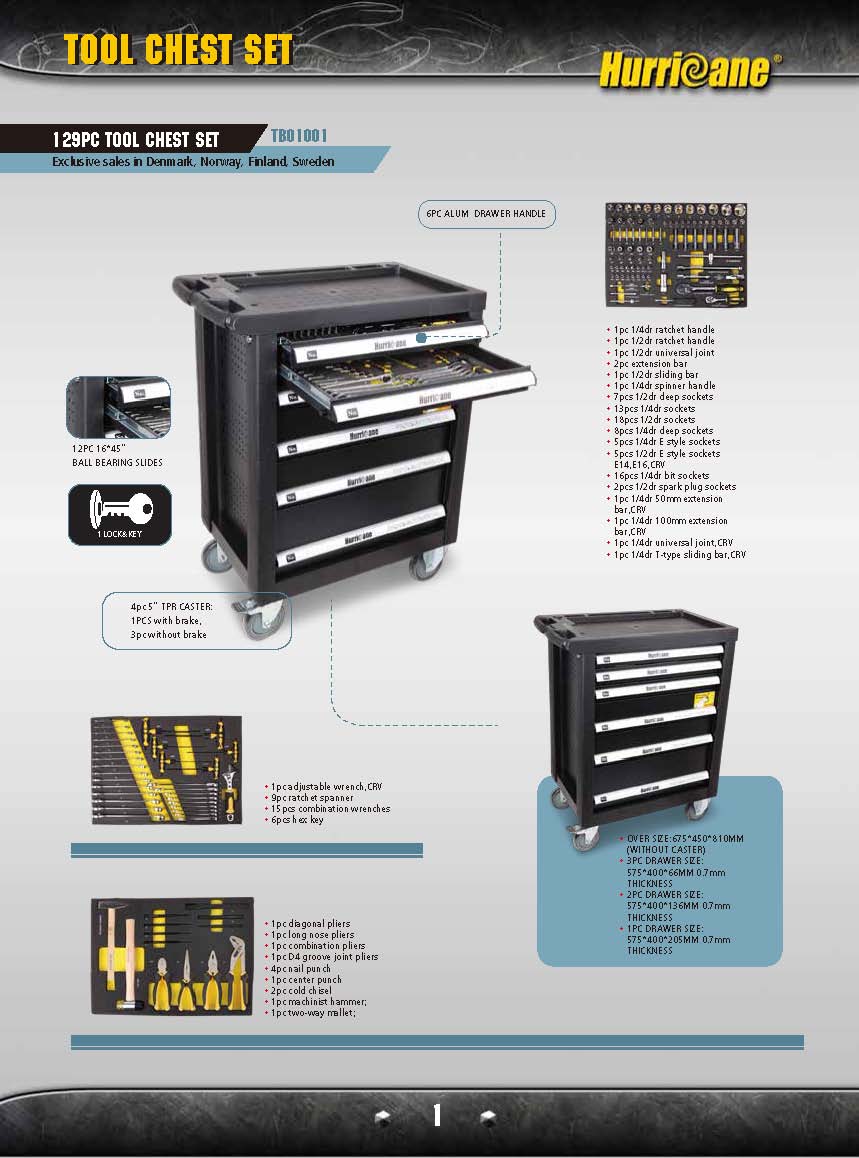 129pcs tool chest set