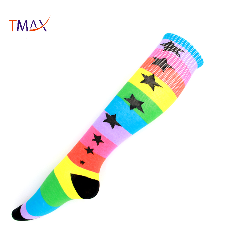 customized logo knee high socks long legs knited jacquard scoks for man women
