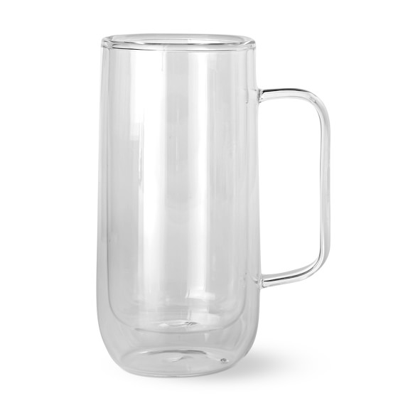 Classical Shape 420ml high borosilicate double wall glass cup with handle Dishwasher Safe