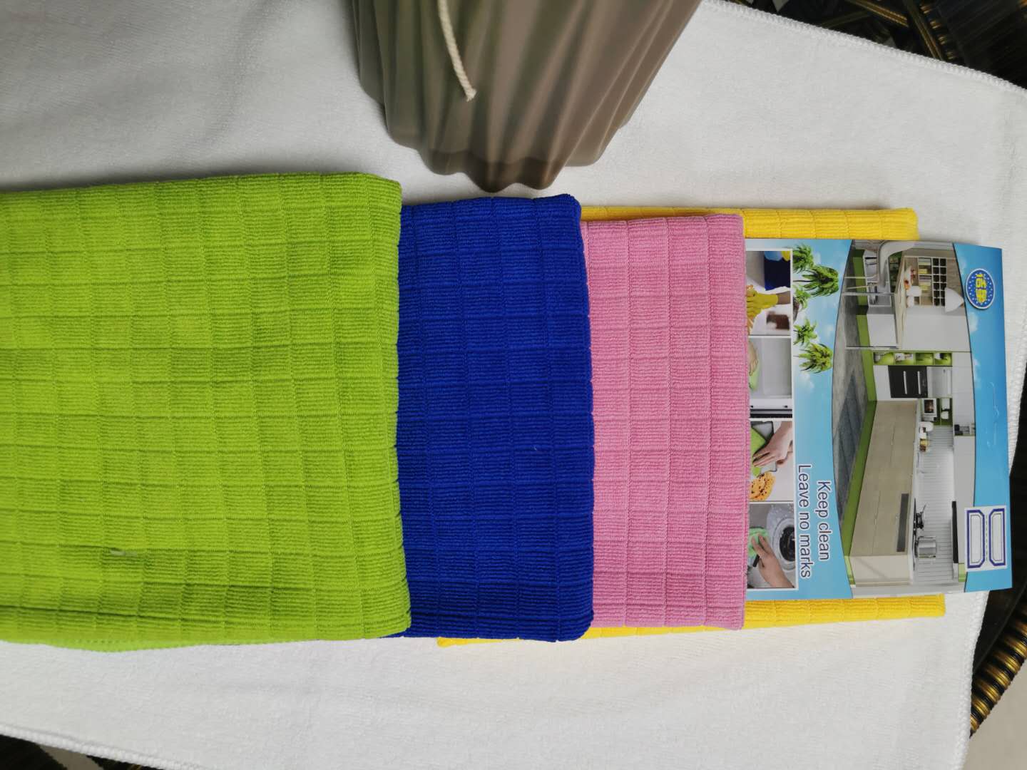 checks towel