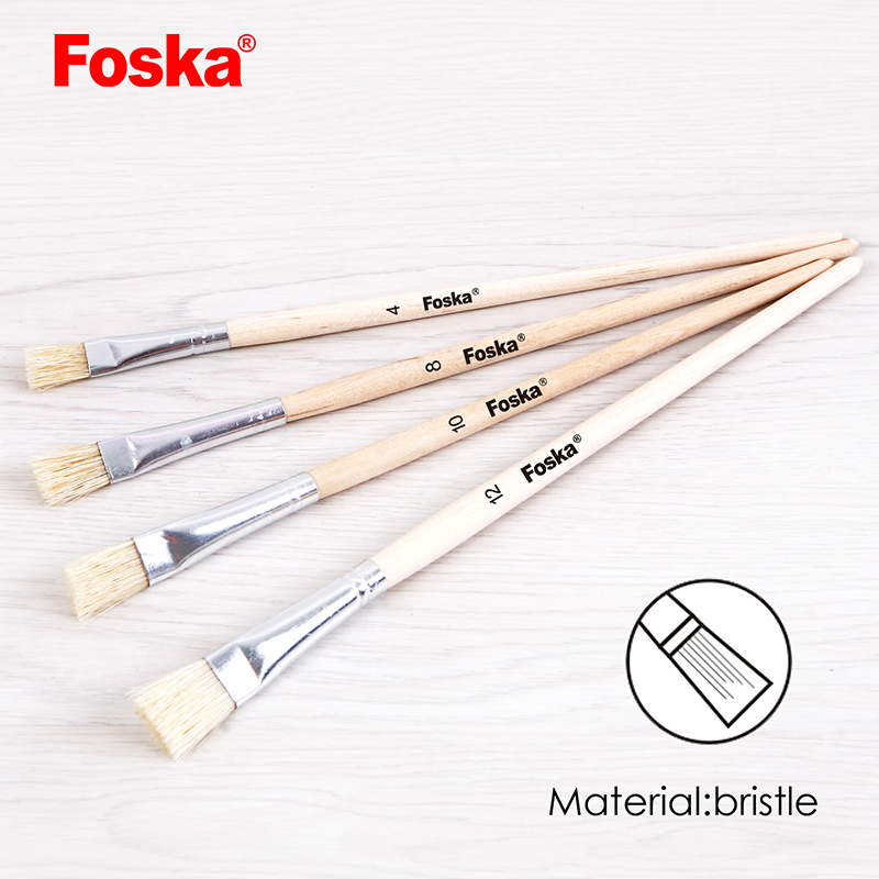 Foska 4PCS Wooden Handle Bristle Artist Oil Painting Brush Set