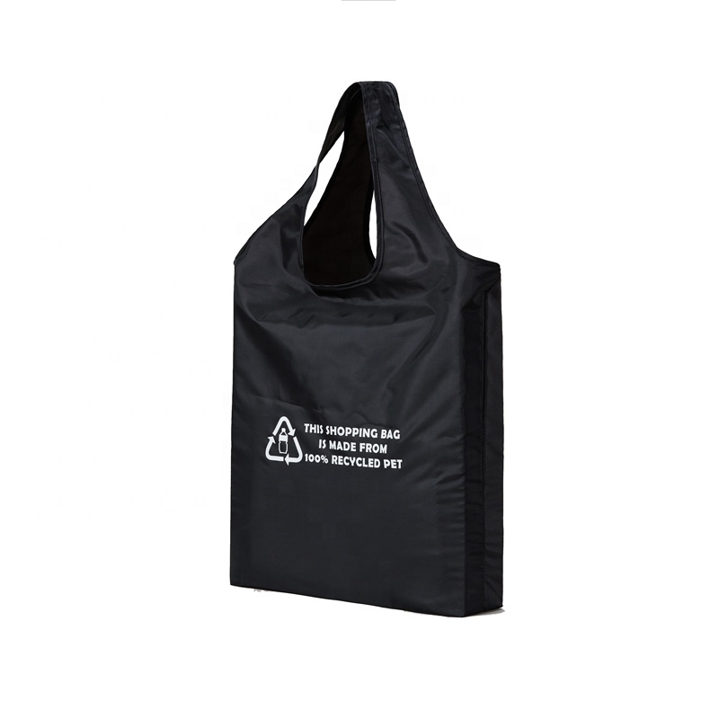 wholesale custom reusable foldable polyester grocery shopping tote rpet bag