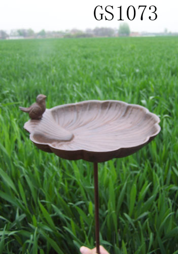 Cast iron decorative antique bird feeder with insertion