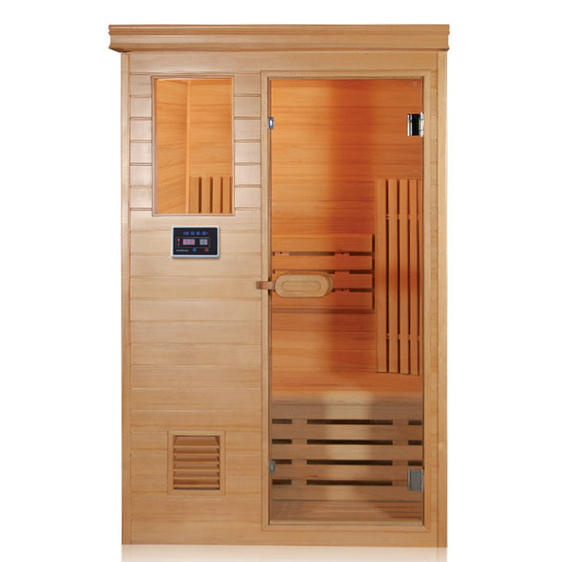 Traditional steam sauna room with stove heater for 2 persons ，finishing sauna room