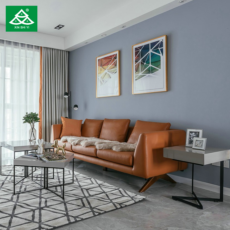 Modern Livingroom Three Seats Sofa Coffee Table Custom Villa Furniture