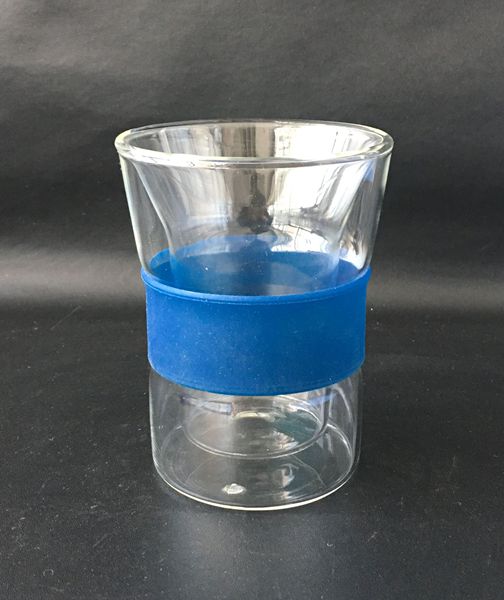 Best seller high borosilicate double wall glass coffee cup with silicone sleeve