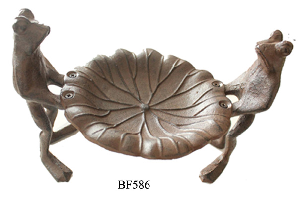 Cast Iron Decorative Two Frogs Antique Bird Feeder