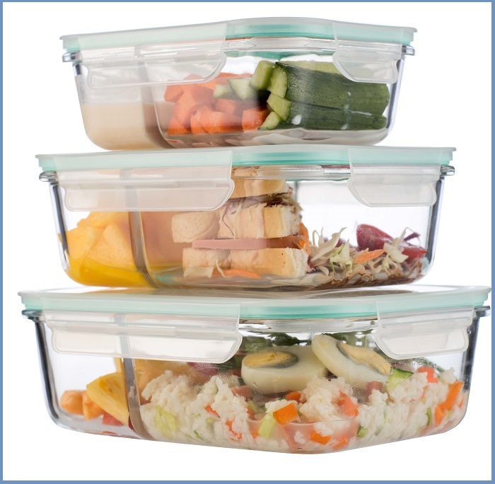 Glass food storage container