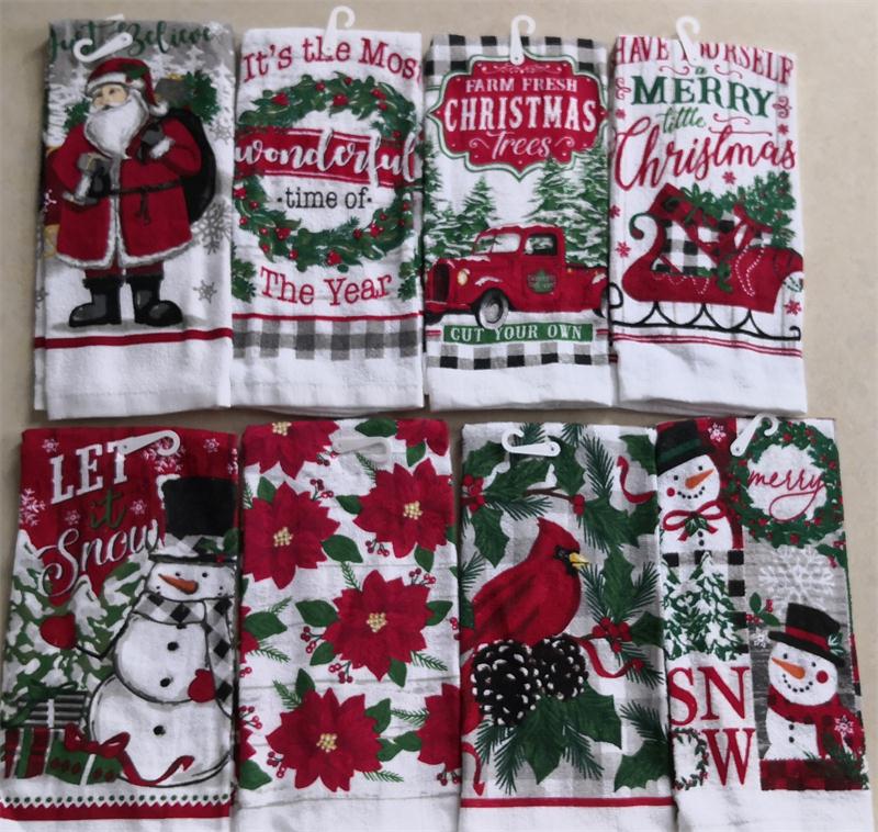 xmas velour pigment print kitchen towel