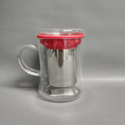400ml Glass tea pot with glass lid and SS filter