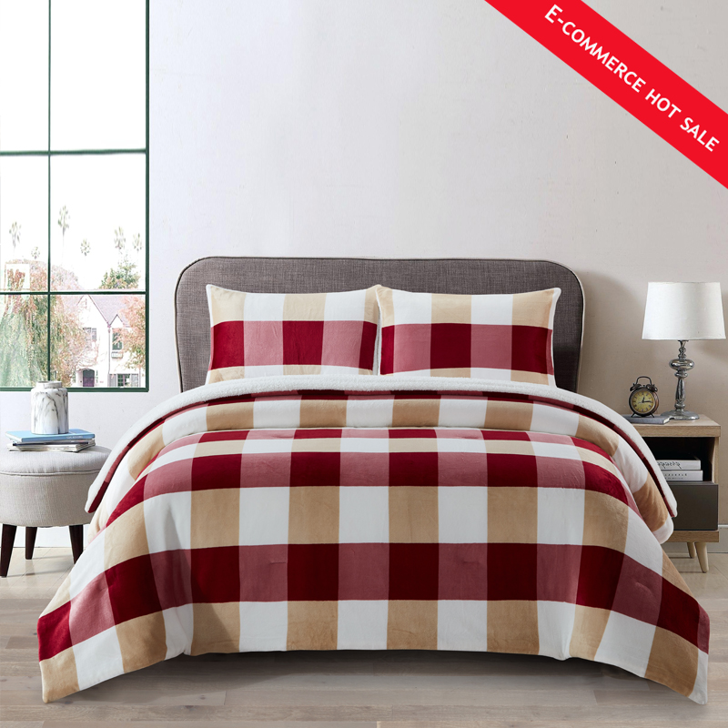 Flannel printing Sherpa comforter set / quilt set