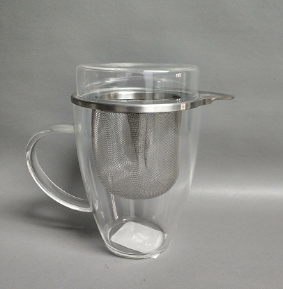 Glass tea pot with glass lid and ss filter