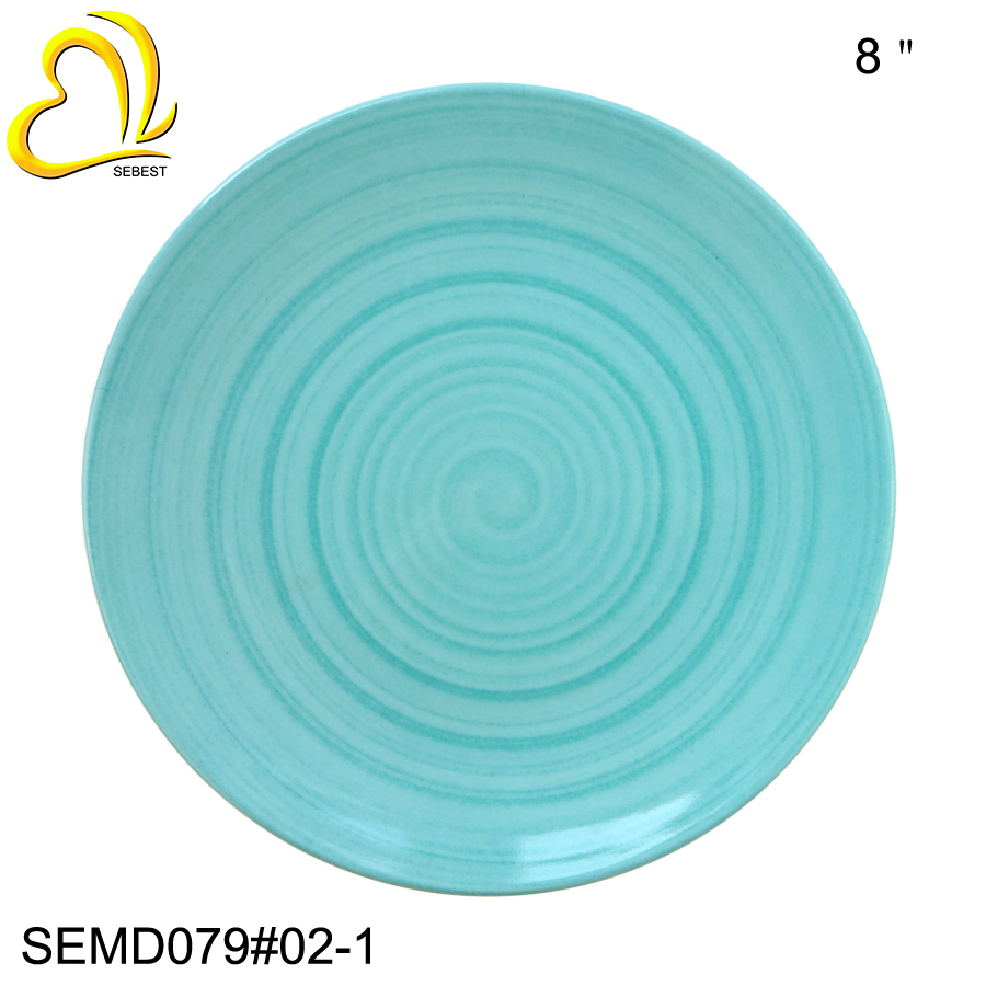 1 SEBEST 8 inch Thread Melamine Plate SEMD079#02-1