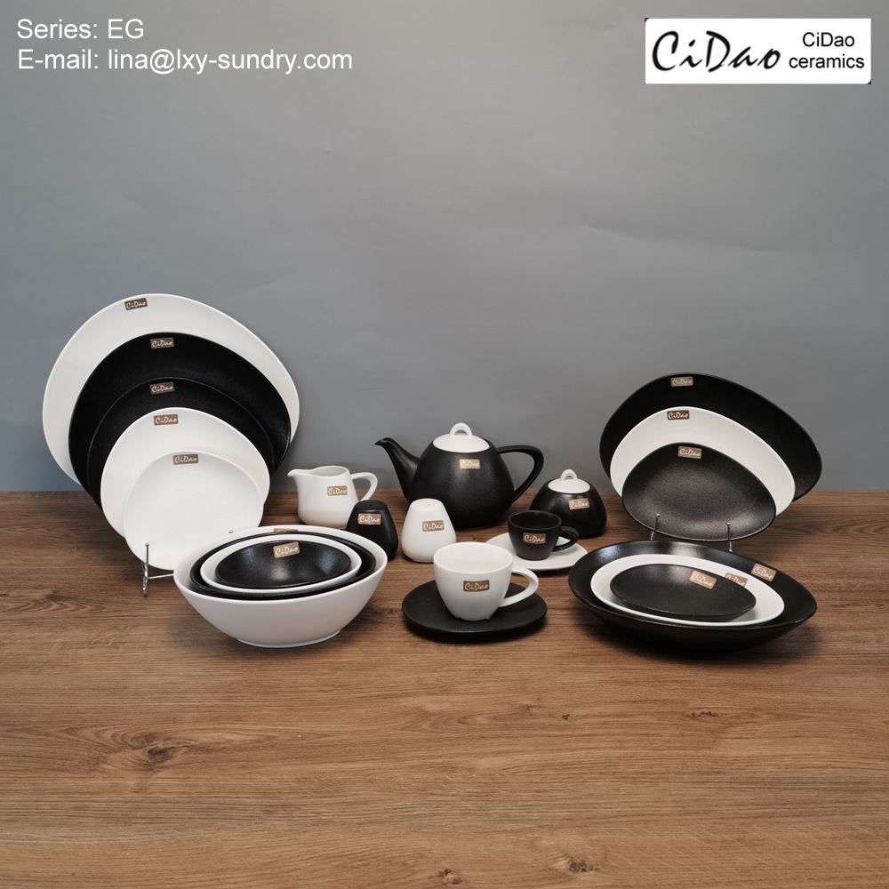 Durable porcelain tea pot coffee pot mug cup and saucer creamer sugar pot plate bowl soup plate