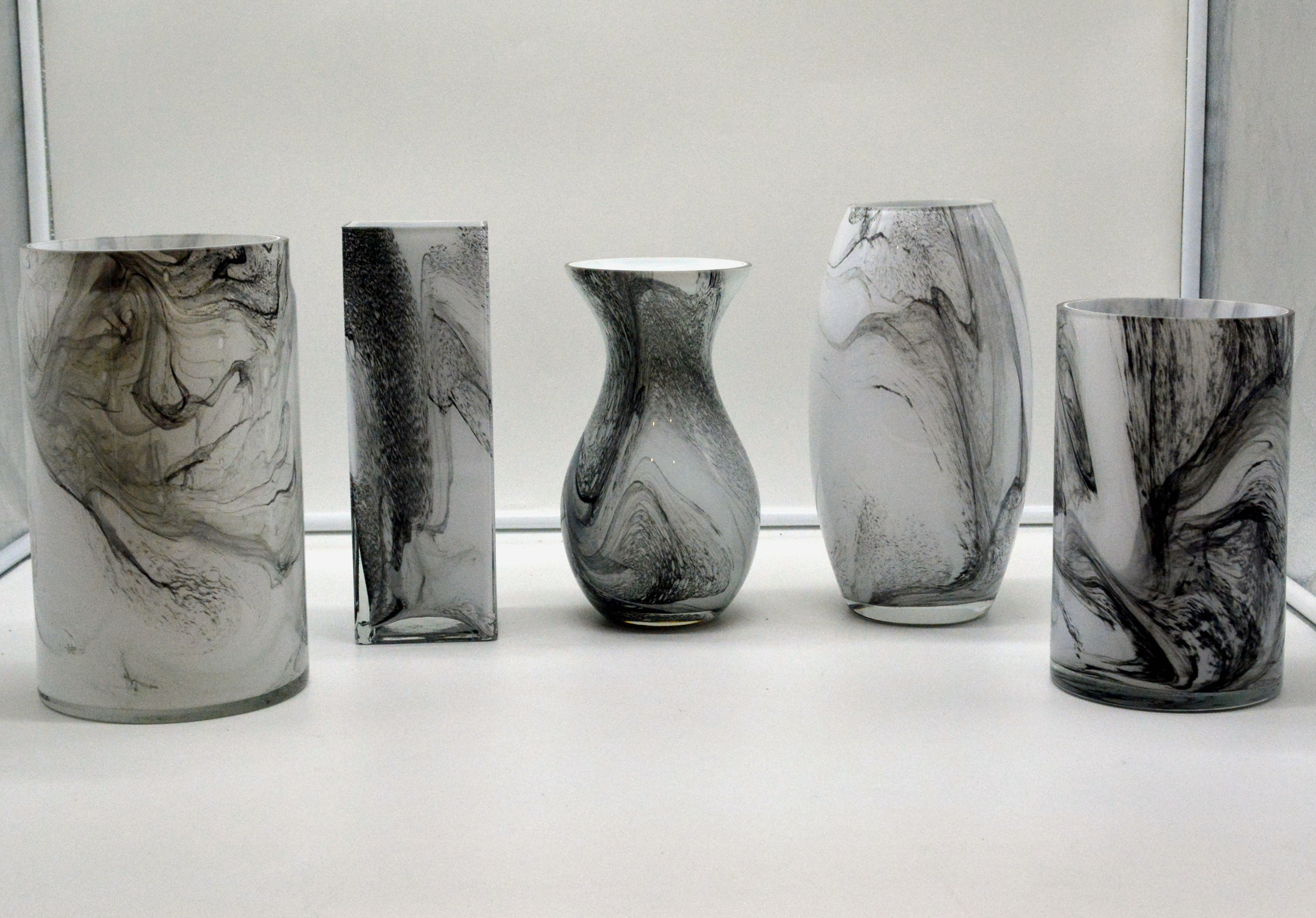 glass vase with marbel